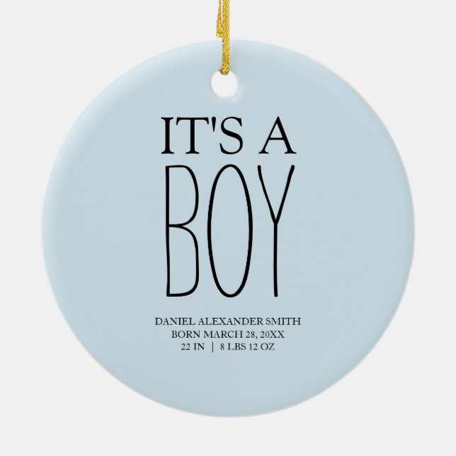 Baby Blue Baby Boy Photo Ceramic Ornament (Back)