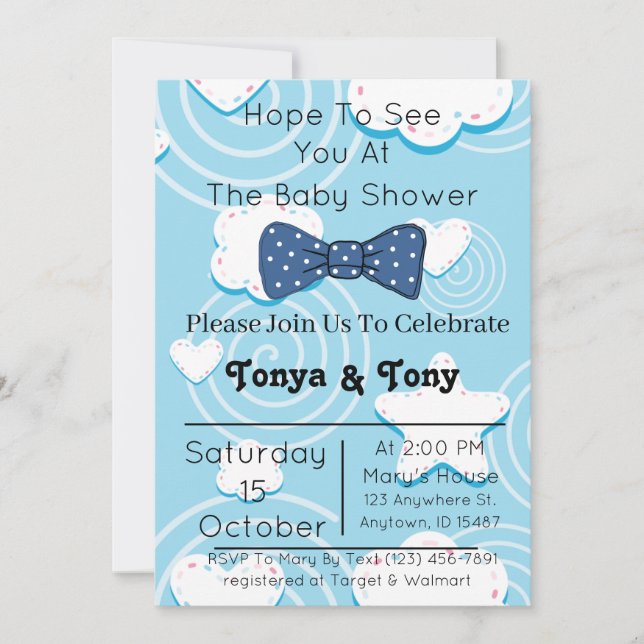 Baby Blue Baby Shower Invitations (Front)