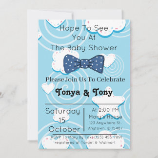 Baby Blue Baby Shower Invitations