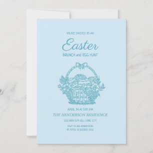 Baby Blue Basket Easter Brunch Egg Hunt Invitation