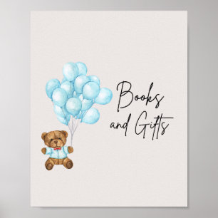 Baby Blue Bear Baby Shower Books & Gifts Poster