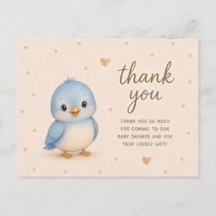 Baby Blue Bird Baby Shower Thank You Postcard
