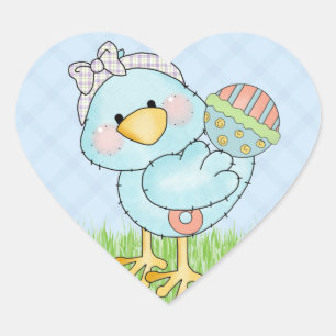 Baby Blue Bird Heart Sticker