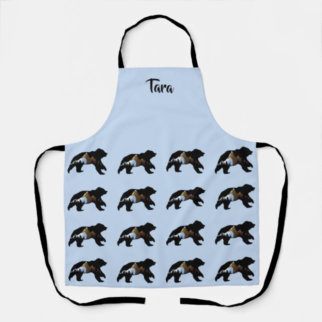 Baby Blue Black Bear Mountain Apron (Front)