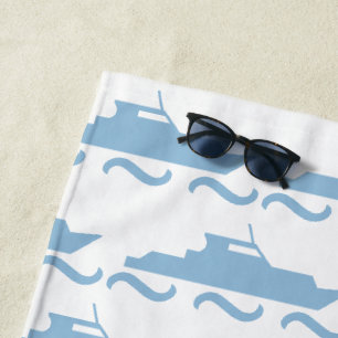 Baby Blue Boat Beach Towel