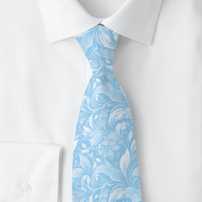 Baby Blue Botanical Batik Tie (Creator Uploaded)