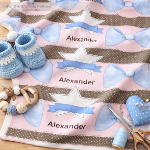 Baby Blue Bow Badge in Chic Stylish Colours Fabric