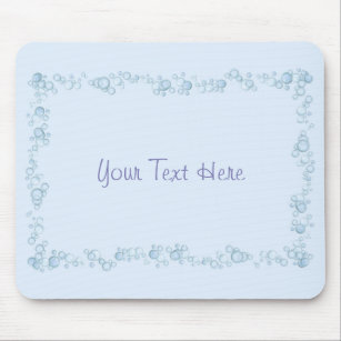 Baby Blue Bubble Border Design Customised Mouse Pad