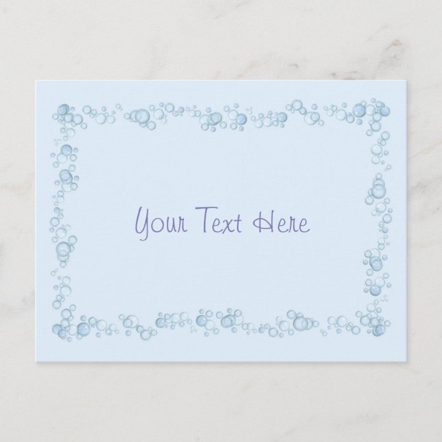 Baby Blue Bubble Border Design Customised Postcard (Front)