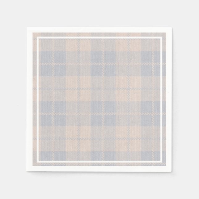 Baby Blue Buffalo Plaid Burlap Napkins (Front)