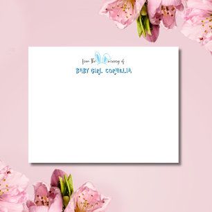 Baby Blue Bunny Ears Nursery Stationery Note Card