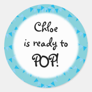 Baby Blue Bunting Ready to POP! Baby Shower Classic Round Sticker