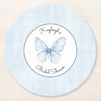 Baby Blue Butterfly Faux Linen Bridal Shower