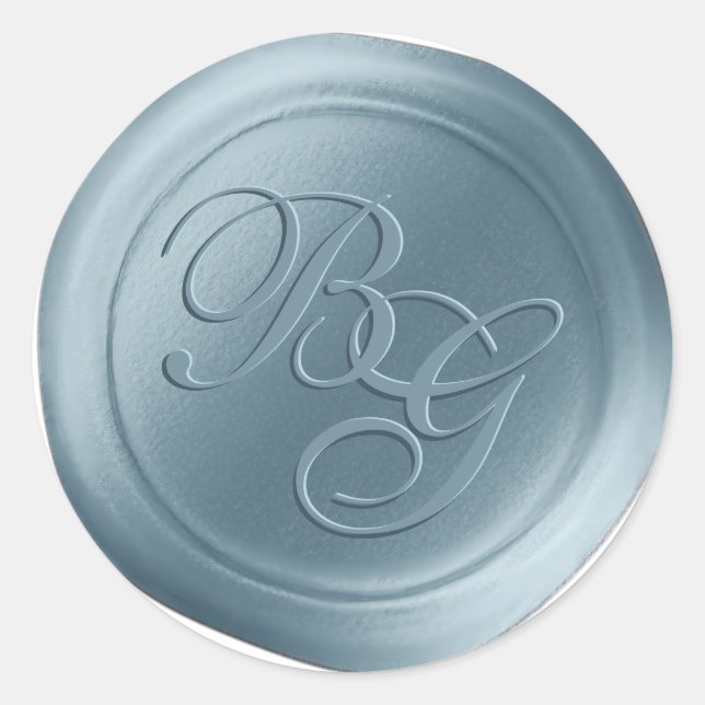 Baby Blue Calligraphy Monogram Wax Seal Stickers (Front)