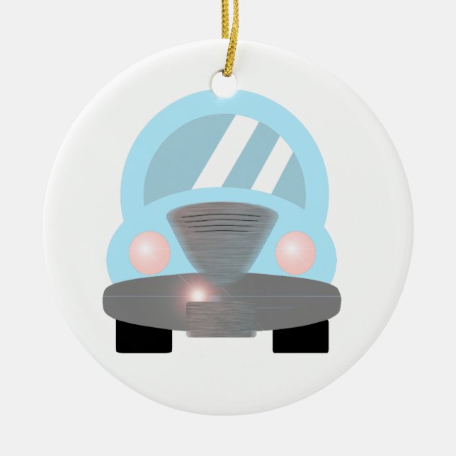 Baby Blue Car Ceramic Ornament (Front)