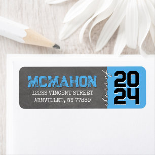 Baby Blue Chalkboard Graduation Return Address Label