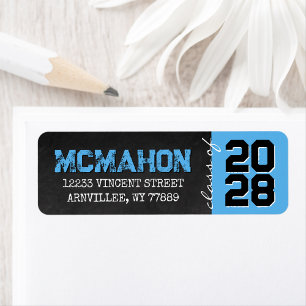 Baby Blue Chalkboard Graduation Return Address Label