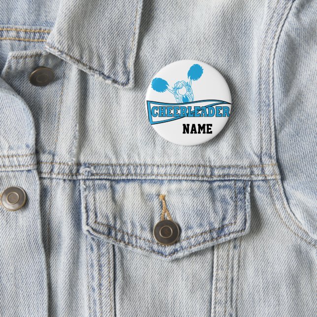 Baby Blue Cheerleader | Personalise 6 Cm Round Badge (In Situ)