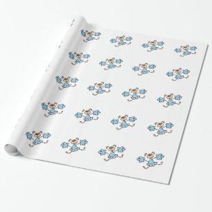 Baby Blue Cheerleader Wrapping Paper