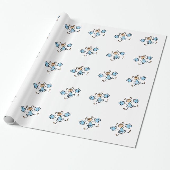 Baby Blue Cheerleader Wrapping Paper (Unrolled)