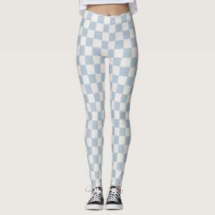 Baby Blue Chequerboard Leggings - Soft & Stylish