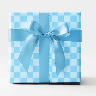 Baby Blue Chequered Wrapping Paper