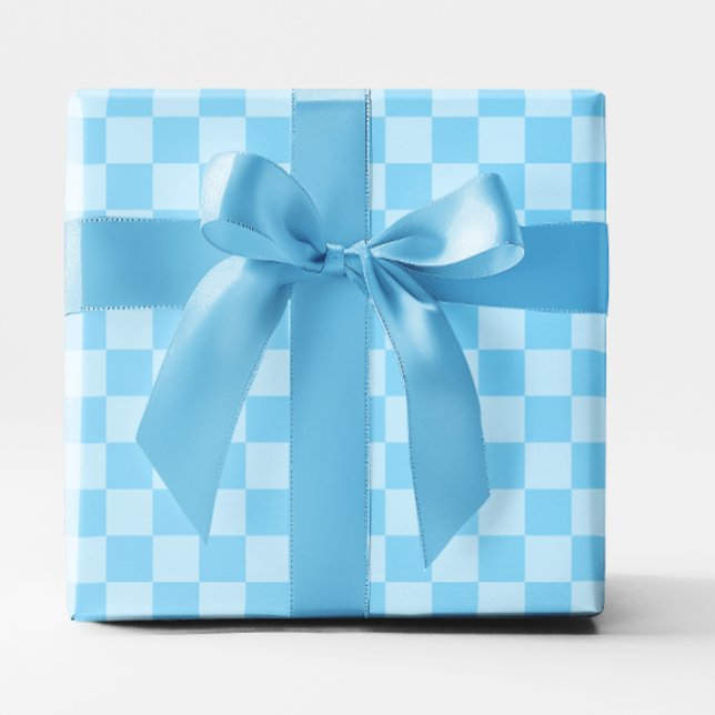Baby Blue Chequered Wrapping Paper (Baby Blue Checkered Wrapping Paper)