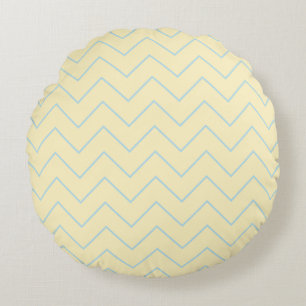 Baby Blue Chevron on Yellow Throw Pillow - Round