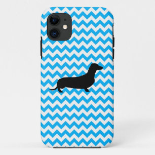 Baby Blue Chevron With Dachshund Case-Mate iPhone  11 Case