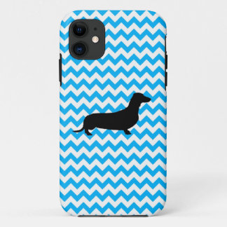 Baby Blue Chevron With Dachshund Case-Mate iPhone 11 Case