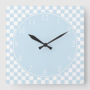 Baby blue circle Blue White Chequerboard Square Wall Clock