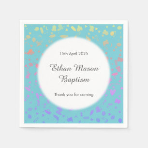 Baby Blue Confetti Baptism Christening Napkin
