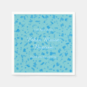 Baby Blue Confetti Baptism Christening Napkin