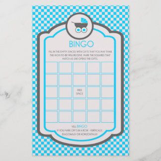 Baby Blue Cradle Baby Shower Bingo Game Flyer