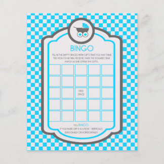 Baby Blue Cradle Baby Shower Bingo Game Flyer