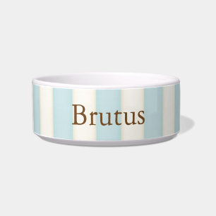 Baby Blue & Cream Stripes Personalised Cat or Dog Bowl