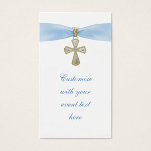 Baby Blue Cross Bomboniere Tags