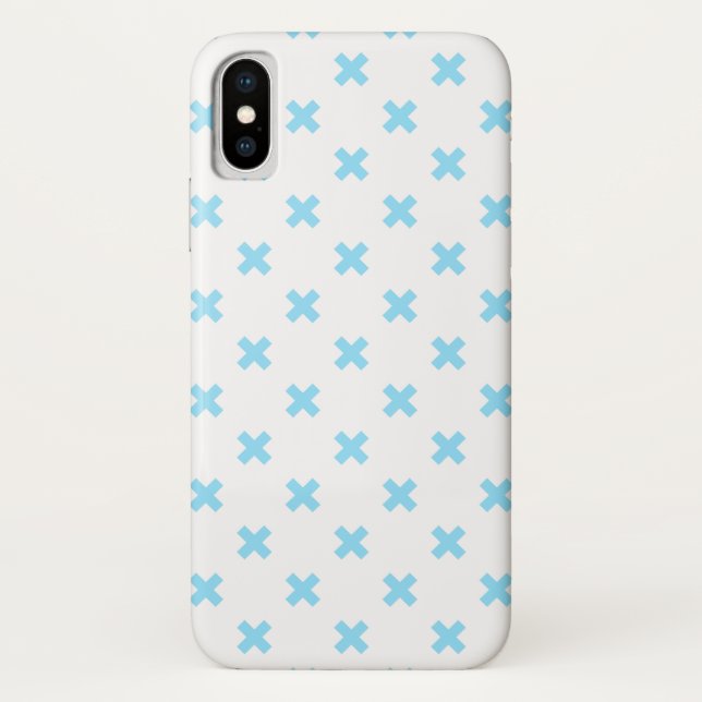 Baby blue cross stitches on white Case-Mate iPhone case (Back)