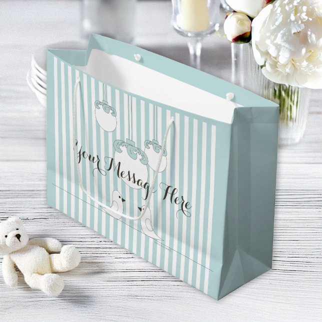 Baby Blue Cute Birds Kids Birthday / Baby Shower Large Gift Bag (Creator Uploaded)