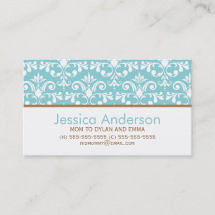 Baby Blue Damask Pattern Calling Cards