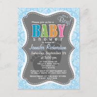 Baby Blue Damask Pattern