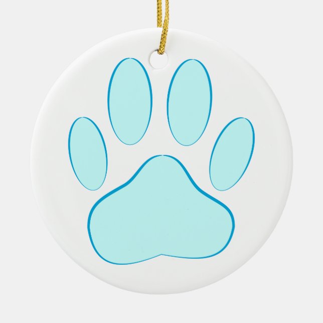 Baby Blue Dog Pawprint Ceramic Ornament (Front)