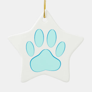 Baby Blue Dog Pawprint Ceramic Tree Decoration