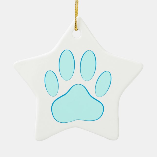 Baby Blue Dog Pawprint Ceramic Tree Decoration (Front)