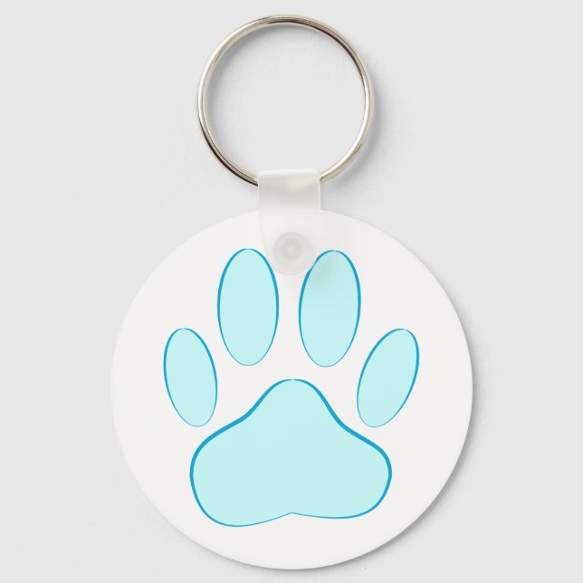 Baby Blue Dog Pawprint Key Ring (Front)