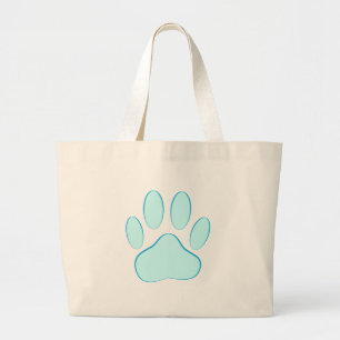 Baby Blue Dog Pawprint Large Tote Bag