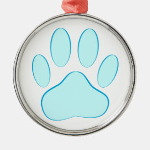 Baby Blue Dog Pawprint Metal Ornament