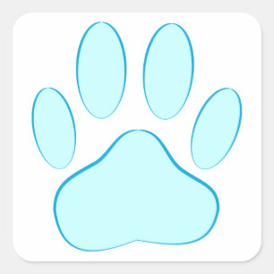 Baby Blue Dog Pawprint Square Sticker