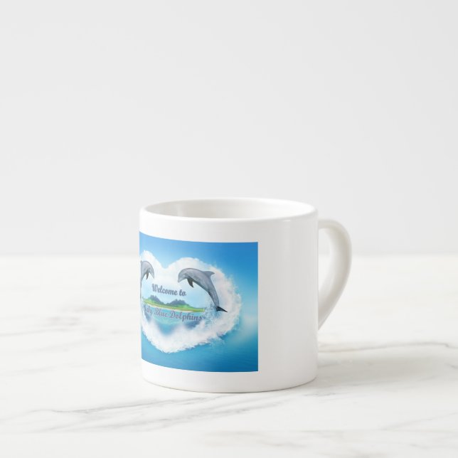 Baby Blue Dolphin Espresso  Mug (Front Right)