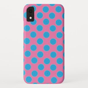 Baby Blue Dots on Pink Background iPhone XR Case